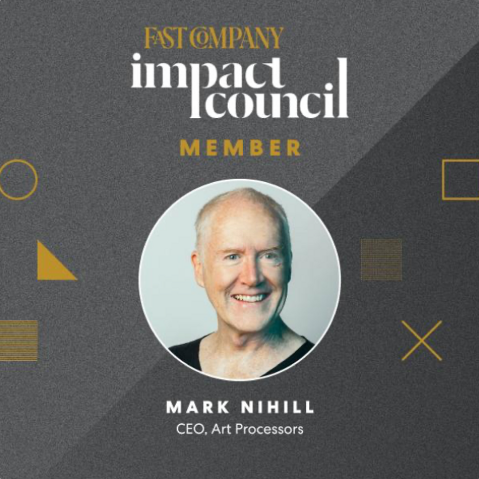 Photo of Mark Nihill in Fast Company Impact Council themed frame